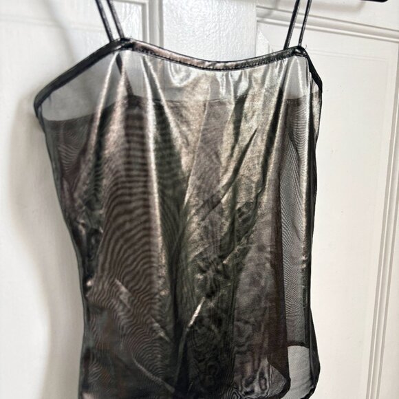 Subsurface The Liquid Tank Black Pearl Top Sheer Metallic Rave Shirt Cami XS - Picture 3 of 7